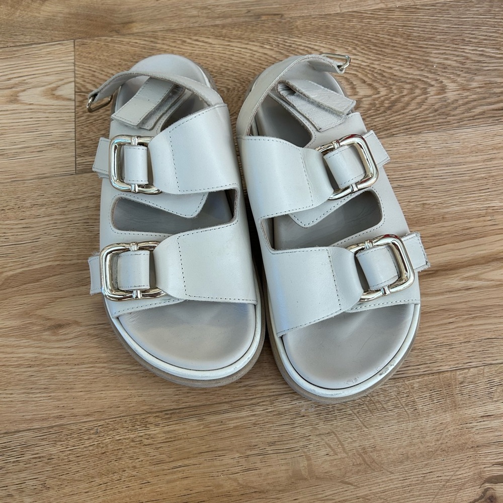 ALOHAS White Sandals with Silver Buckles